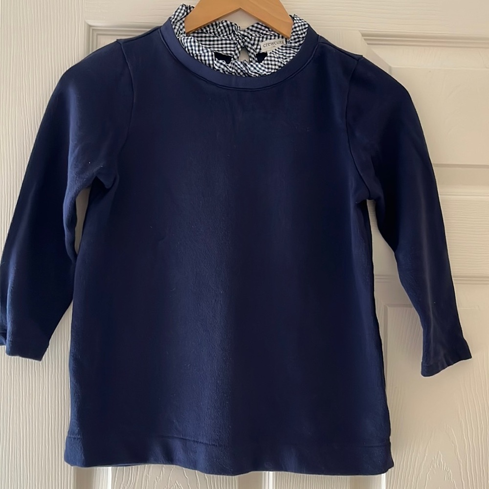 J. Crew/Crewcuts Factory Girl's Top with Gingham Collar in Navy, Size 12